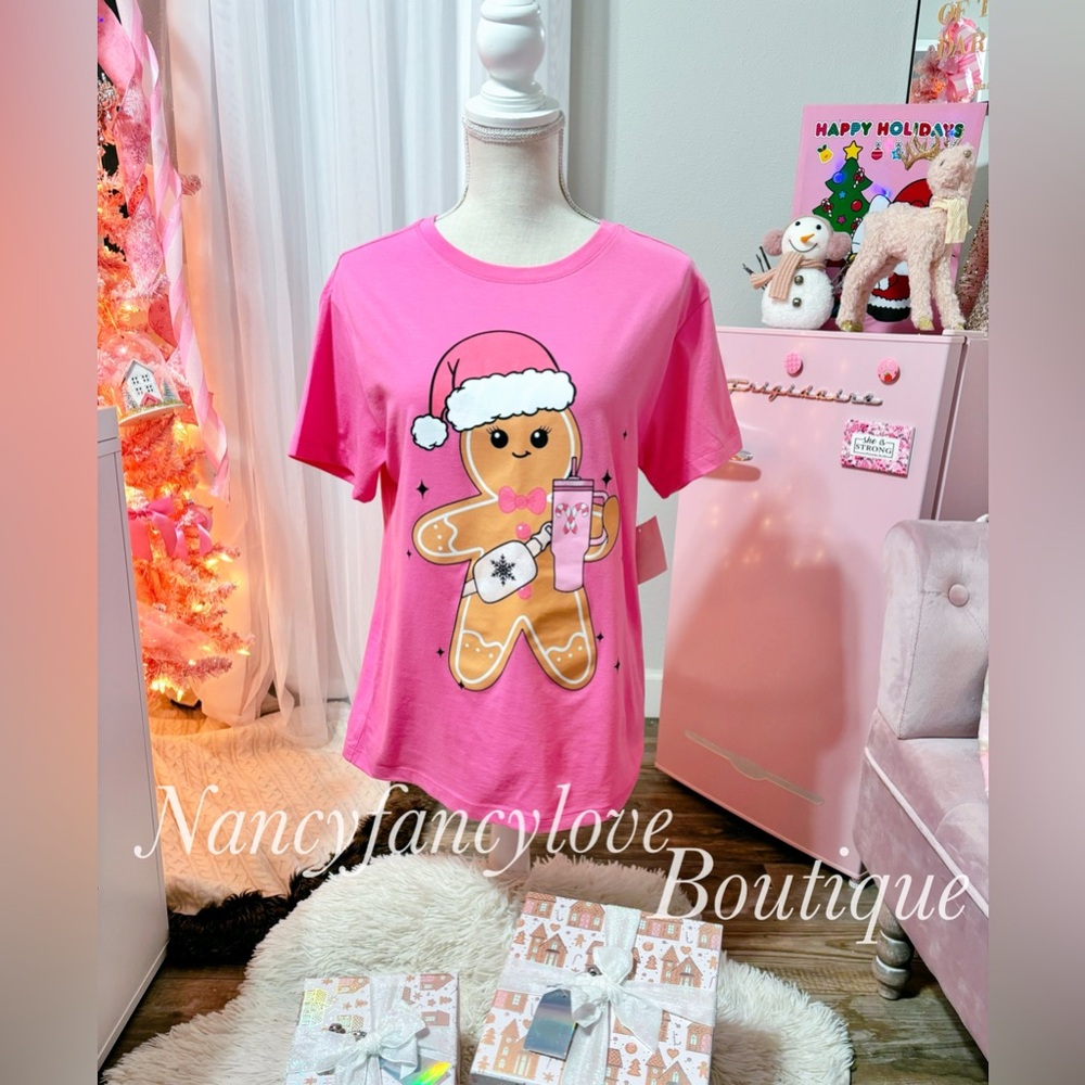 Pink Gingerbread Christmas T-Shirt